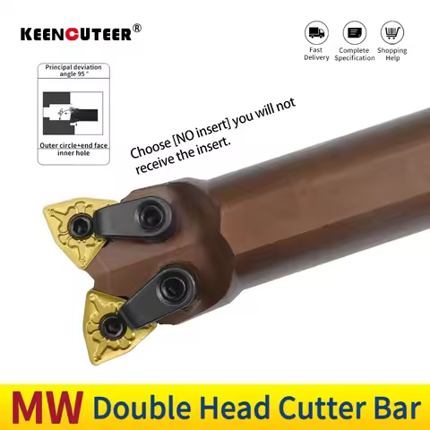 D16R-MW04R D20R-MW04L D25R-MW08H Spring Steel Double Head Internal Turning Tool Holder WNMG Inserts 