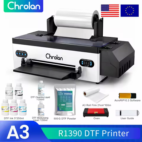 Chrolan A3 DTF printing machines R1390 Inkjet Impresora DTF Textile 33cm 13" Roll Feeder DTF Printer