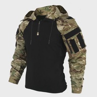 COMBAT เสื้อ Hoodies เสื้อผู้ชาย Airsoft ยุทธวิธีเสื้อแขนยาว Paintball Camping Hiking เสื้อยืดทํางาน