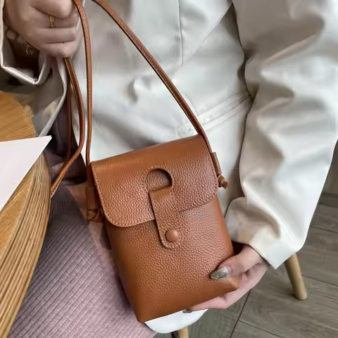 Fashion Cow Leather Cross body Bags For Woman Retro Casual Luxury Design Phone Purse Custom Initials