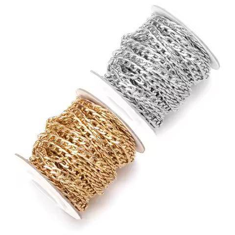 5 Yards/Roll Aluminum Chains Flat Shape NK Line Chain for DIY Bracelet Necklace Jewelry Making Acces