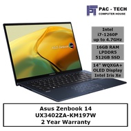 Asus Zenbook 14 UX3402ZA-KM197W | i7-2160P | 16GB RAM | 512GB SSD | 14" WQXGA+ OLED Display | 2 Years Warranty