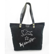 authentic IL BISONTE black cotton tote bag