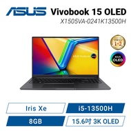 ASUS Vivobook 15 OLED X1505VA-0241K13500H 搖滾黑 華碩13代OLED輕薄高效戰鬥筆電/i5-13500H/Iris Xe/8GB/512G PCIe/15.6吋 3K OLED/W11/含原廠包包及滑鼠