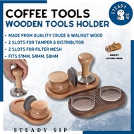 Steady Sip Wooden Coffee Tamper Holder Portafilter Holder Coffee Distributor Tamper Station 51mm 53m