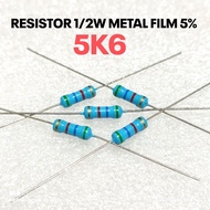 (10 PCS) RESISTOR 1/2W 1/2WATT 5K6 5.6K 5.6 KILO CF 5% ROHS