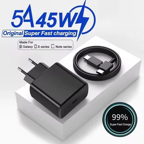 For Samsung Original PD Charger 45W Fast Charger Type C Cable Mobile Phone Adapter For Samsung Galax