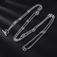 幾乎全新Hermès愛馬仕豬鼻子項鍊 925銀材質 經典豬鼻圖案 香港順豐包郵