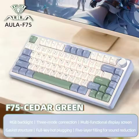 AULA F75 75% Wireless Mechanical Keyboard Gasket Hot Swappable Custom Keyboard RGB Backlit Gaming Ke