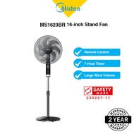 Midea 16-inch Stand Fan, MS1623BR, Black, 3 Speed Control Dual Angle Oscillation, Large Wind Volume