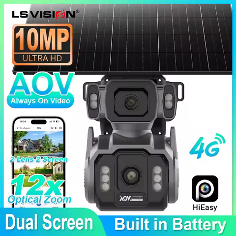 LS VISION Outdoor Surveillance Camera 24/7 Video Recording 12X Optical Zoom PTZ 4g Camera Cctv Human