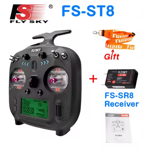 FlySky FS-ST8 2.4GHz 10CH ANT RGB Assistant 3.0 Radio Transmitter with FS-SR8 Receiver for RC Drone 
