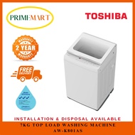TOSHIBA AW-K801AS 7KG TOP LOAD WASHING MACHINE - 2 YEARS TOSHIBA WARRANTY