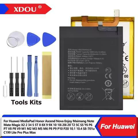 Battery For Huawei MediaPad Honor Ascend Nova Note Magic 2 5 8 9 10 X2 P6 6X P7 V8 V9 P8 P9 P10 X2 M