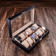 Double layer 12 24 seat watch box, carbon fiber PU watch jewelry box, watch storage box