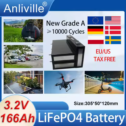 1~30pcs New 3.2V166Ah LiFePO4 Rechargeable battery For DIY 12V 24V 48V Golf Cart Motorcycle EV RV Tr