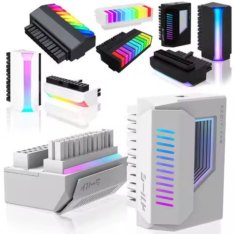 ATX 24 Pin to 90/180 Degree Power Plug Adapter ARGB Light Mainboard Motherboard Power Supply Cable M