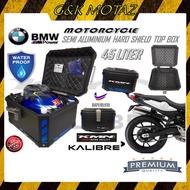 BMW SEMI ALUMINIUM WATERPPROOF TOP BOX 45LITER MOTORCYCLE HARD SHIELD TOP CASE KMN KALIBRE HIGH qUAL