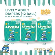 [12 Ball/6 Ball] LIVELY Adult Adhesive Diapers Day and Night M8/L7/XL6 - Adult Diapers Tape AM PM - 