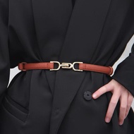 (S-89) Premium Women's Belt Buckle Pu Material Small Strap Plain Thin Belt Fashion Slim Casual Viral