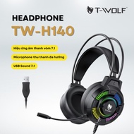 T-WOLF H140 RGB USB GAMING HEADSET Headphone Wired Gaming 7.1 USB Headset