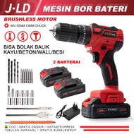 JLD Mesin Bor Baterai 36Vf Cordless bor Mesin Bor cas murah bolak balik/Kasus/Charger - fullset Bor Baterai/Impact Bor /  Beton Besi Bor kayu/ Bor Cas Murah Promo/2 baterai