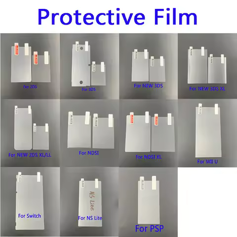 Top Bottom HD Clear Protective Film For DSi XL NDSL 2DS 3DS New 3DS XL PSP 1000 2000 3000 Wii U Swti