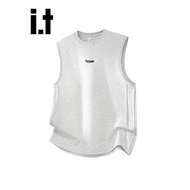 It izzue American Minimalist Casual Loose Vest Men Summer Sleeveless Sports Comfortable Breathable W