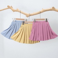 Girl Pleated Skirt with Safety Pants Solid Korean Kids Skorts chiffon Baby Summer Clothes High Waist Tennis Skirts