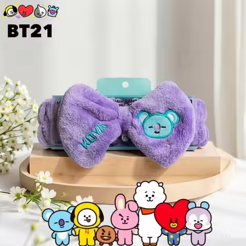 New BT21 cartoon pattern embroidered hairband makeup headband creative sweet cute girl bow headpiece