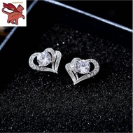 【Ready Stock】Gold 916 Original Womens Love Diamond Earrings niche luxury design temperament fashion jewellery Valentines Day Gift