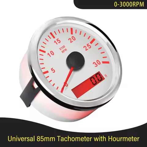 85mm Truck Car Boat Universal 3K 4K 6K 7K 8K Tachometer with Hourmeter Diesel Engine Tacho Meter REV