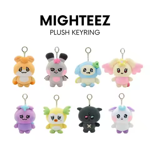 NewKpop ATEEZ MIGHTEEZ Plush Keychains Mingi San Yunho Hongjoong Wooyoung Cartoon Keyring Bag Car Ke