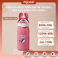 Fquan Thermal cup 400ml 316 stainless steel thermos bottle Cute rabbit ear design Keeps cold extreme