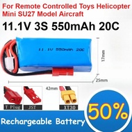 11.1V 3S 550mAh 20C Polymer Lithium Battery for Remote Controlled Toys Mini SU27 Model Aircraft Heli