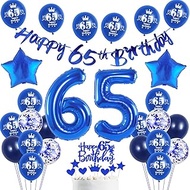 65th Birthday Decoration Man, Blue Banner 65th Birthday Garland Decoration 65th Man Balloons 65th Ca