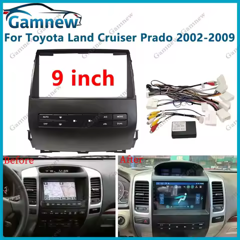 Gamnew 9 Inch Car Stereo Dash Radio Fascia Canbus Box Panel Frame For Toyota Land Cruiser Prado, Lex