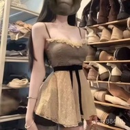 Textured High-End 2025 Summer ootd Wear Seaside Vacation Style Narrow Waist Slim-Fit Vest Sling Fash