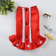 Snow Flake Pattern Puppy Warm Jacket Dogs Costume Teddy Dress Clothing Red
