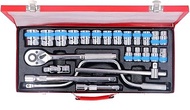 Generic Mechanics Socket Tool Set, 24PCS 1/2 Inch 8‑32mm Metric Drive Impact Socket Ratchet Wrench S