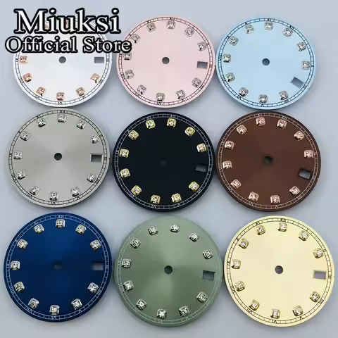 Miuksi 28.5mm black blue silver pink gray sterile watch dial fit NH34 NH35 movement fit 3/3.8/4.2 o'
