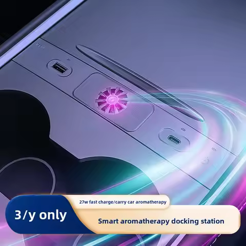 YJANG 3 in 1 Center Console USB Hub Docking Station with LED Light 27W Fast Charger Aroma Diffuser f