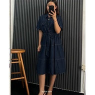 Ruffle Denim Dress - Women's Denim Dress