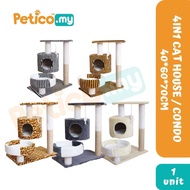 Cat 4 In 1 Scratching Wooden Playground Cat Tree Play House Cat Condo Set