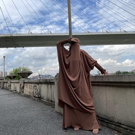 Middle East Ramadan Prayer Clothes Muslim Woman Dress Islamic Kimono Sets Khimar Jilbab 2 Piece Set 