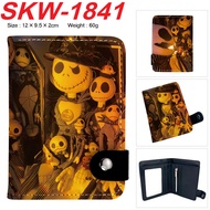 BV4O Anime Wallet Nightmare Before Christmas PU Leather Hidden Buckle Flap Wallet Short Wallet Card 