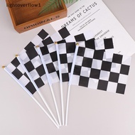 [Lightoverflow] 10Pcs  And White Square Hand Flag Racer Waving Flag Racing Flags Car Flag [SG]