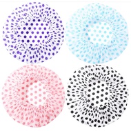 Cute Polka Dot Shower Cap/Single Layer/PEVA Waterproof/Reusable Bathing Cap/Spa/Hair Salon 单层/加大/PEV