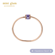 Miniglam Very Peri Quartz Charm Bangle Bracelet กำไลข้อมือสเตนเลสโรสโกลด์ สีม่วง เวรี่เพอริ