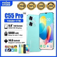 5G Phone 6800mAh Battery 16GB RAM 1TB ROM Android 14 6.8 Inch Dual SIM HP Handphone Ready Stock 1 Ye